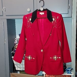 Lew Magram Red wool,fully lined blazer size 8